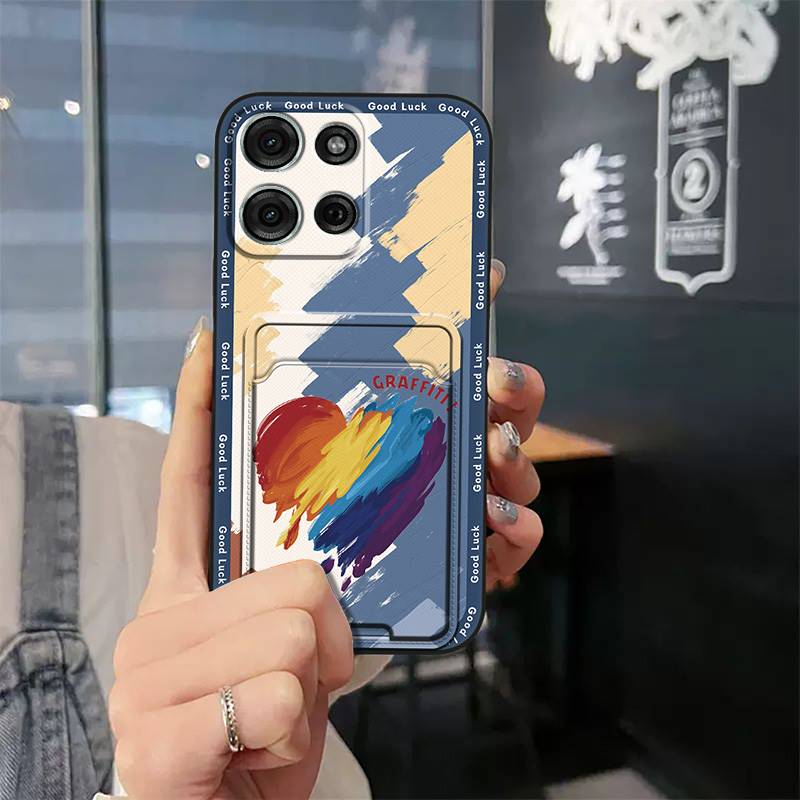 Protective Durable Phone Case For MOTO G75 5G Graffiti Shockproof TPU Cute Full Wrap Card Sleeve Anti-knock Soft Case