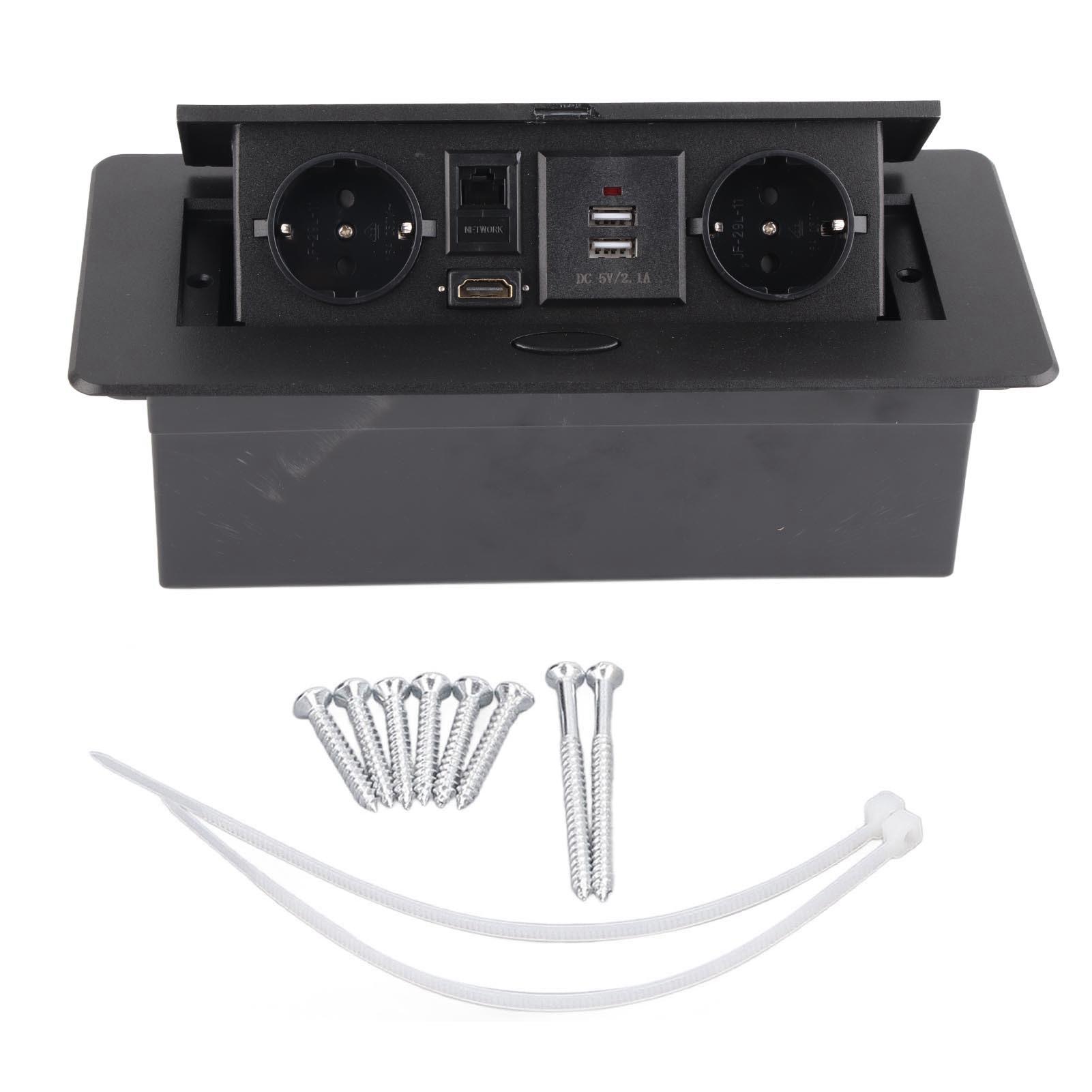 

Розетка для підлоги ЄС з алюмінієвого сплаву. Сучасна пилонепроникна врізна розетка з мережевим відеороз’ємом USB.