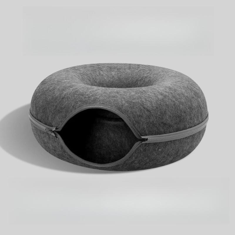 Circular Interactive Cat House Felt Donuts Cat Nests Tunnels Play Small Dogs Pet Houses One Nest Dual-use Suitable for Families with Multiple Cats