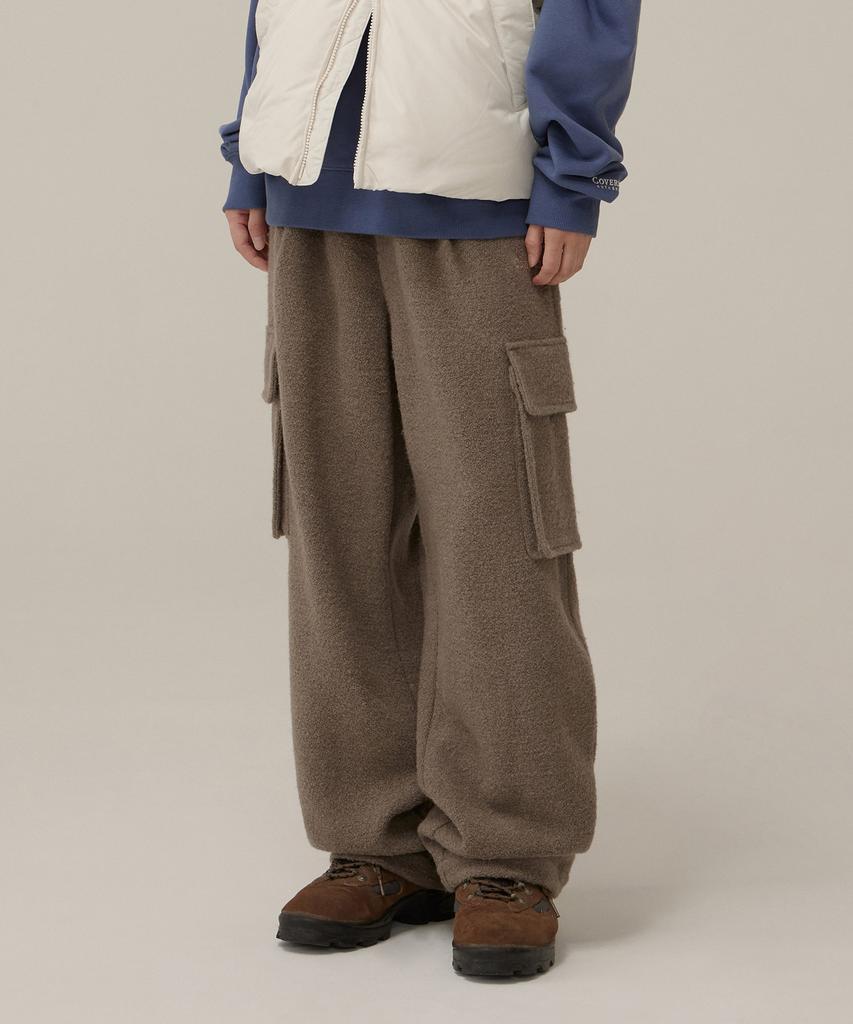 COVERNAT Boucle Jersey One-Pleat Semi-Wide Fit Cargo Pants Olive