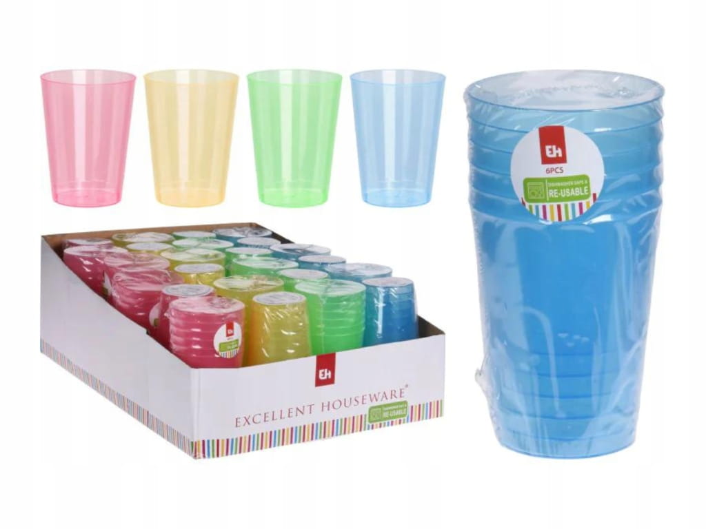 Set of 6 Colored Plastic Cups
