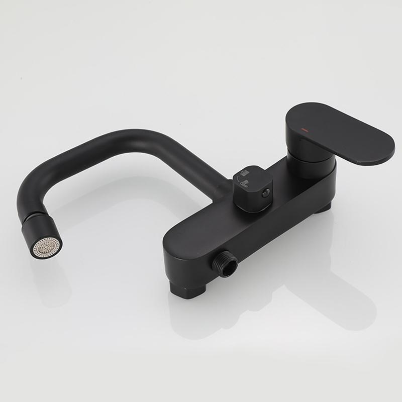 1PC Latão Preto Laca Torneira Da Bacia Na Parede Quente e Fria Água Mop Piscina Torneira Saída Única/Saída Dupla Água Escolha