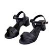 2024 Summer Women's Korean Style Chunky Heel Open-Toe Slides: One-Strap Versatile Fashion Sandals