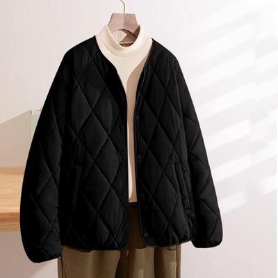 Kåpe Oversize Dame Vinter Fortykket Casual Dobbelt Lag Vindjakke Ensfarget Jakke