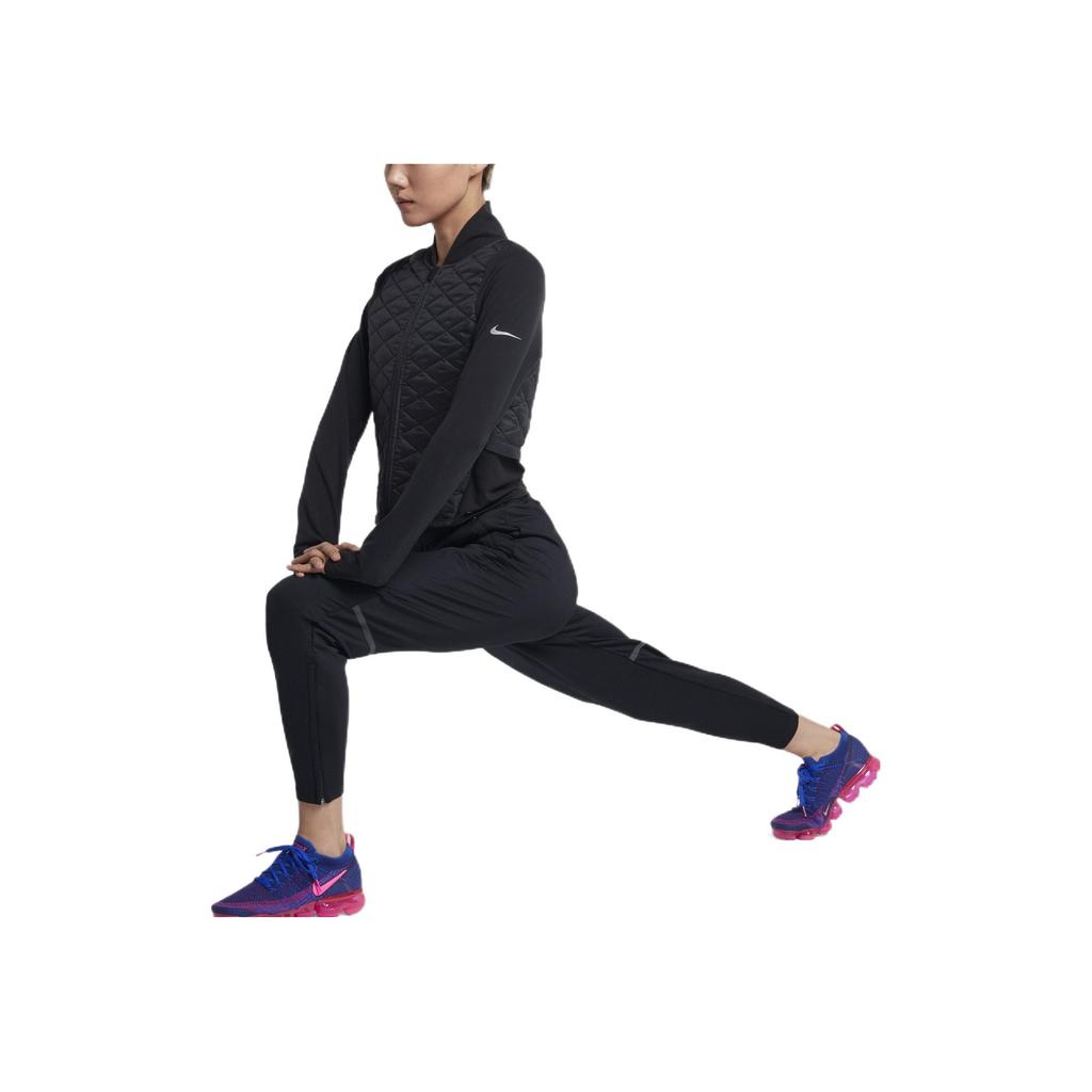 Nike Solid Color Reflective Logo Stand Collar Zipper Cotton Jacket Women jackets Black CJ5560-010