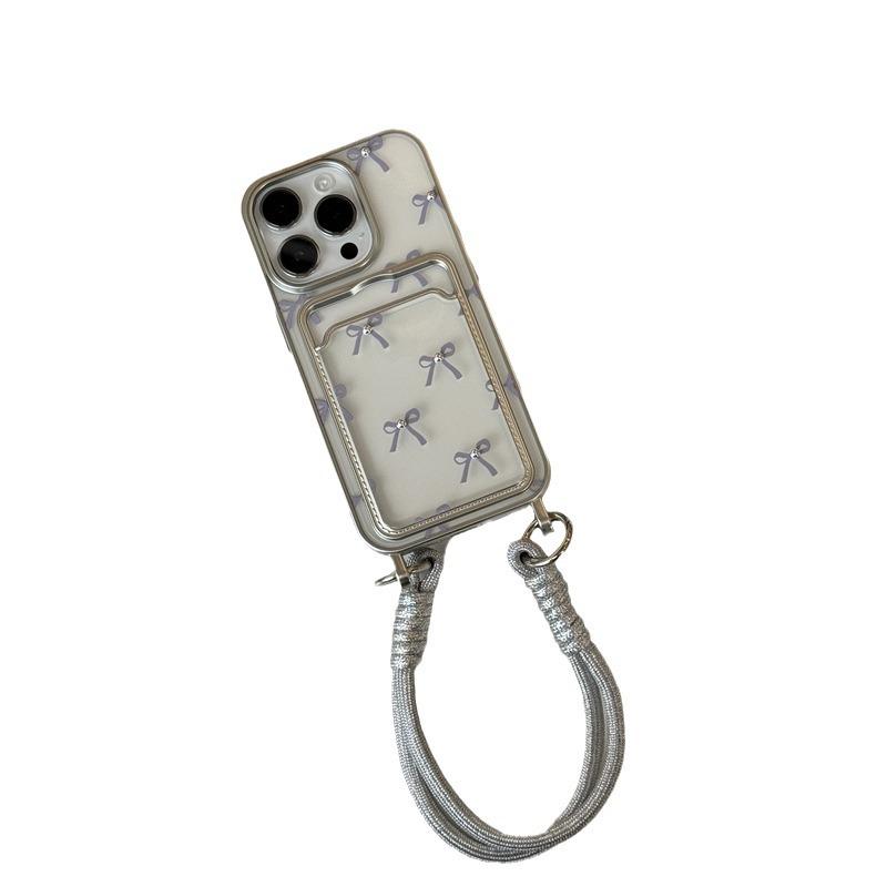 Electroplated Lanyard Style Suitable for Apple 16promax Protective Case Kitten Card Insert  IPhone1513 Phone Case Shockproof