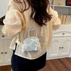 Handtasche mit oberem Griff, Pünktchen, Rüschen-Umhängetasche, Süße Leder-Umhängetasche, Einkaufen
