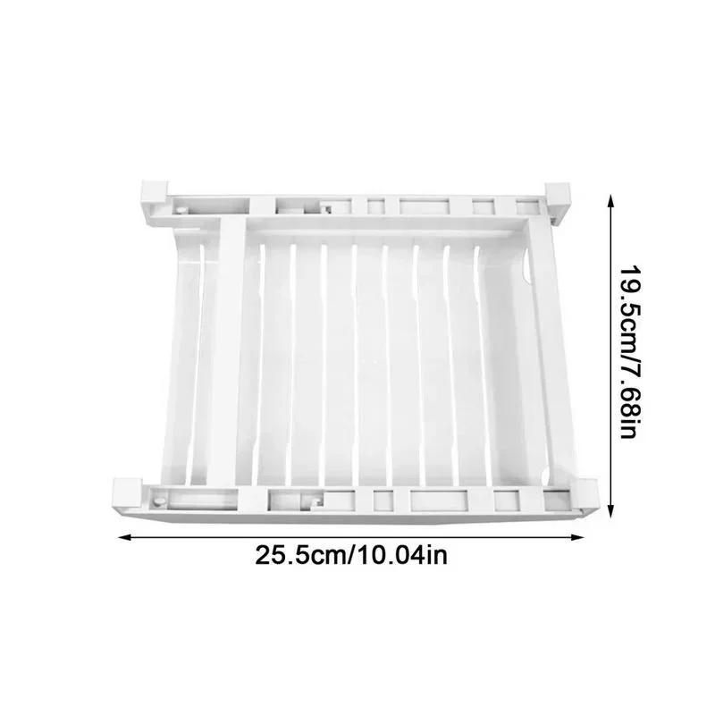 Kitchen Portable Telescopic Storage Rack Refrigerator Hanging Storage Clip Multifutional Sliding Rail Tray for Food Bag Zip-bag