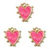 3pcs Gold Plated Enamel Heart DIY Charms Women Cubic Ziron Horseshoe Necklace Pendants Dise Poke Earring Jewelry Making Supplies