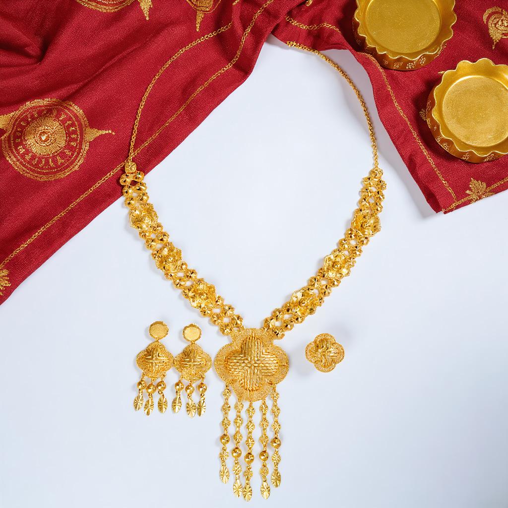 Luxury Vintage Floral Tassel Necklace, Earrings & Ring Set from Dubai