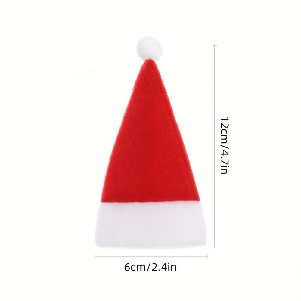 Christmas Knife & Fork Hats 10pcs- 2.36x4.72inch Red Mini Hats for Wine Bottles - Festive Table Decorations