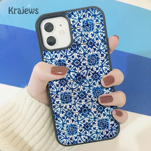 Krajews Ancient Floral Tiles Soft Phone Case Cover For iPhone 17 Air 16 15 14 plus 11 12 13 pro max coque Shell Fundas