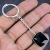 Natural Black Spinel Gemstone 925 Sterling Silver Jewelry Keychain 3.15" ETC-13834