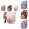Cute Capybara Childrens Backpack In Cream Blue And Brown Stylish Fun And Functional