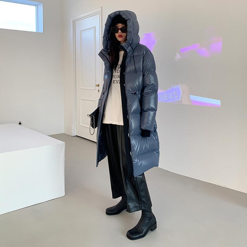 High-end 90 white duck down jacket women's medium and long 2024 winter new thickened waist over knee warm jacket large size