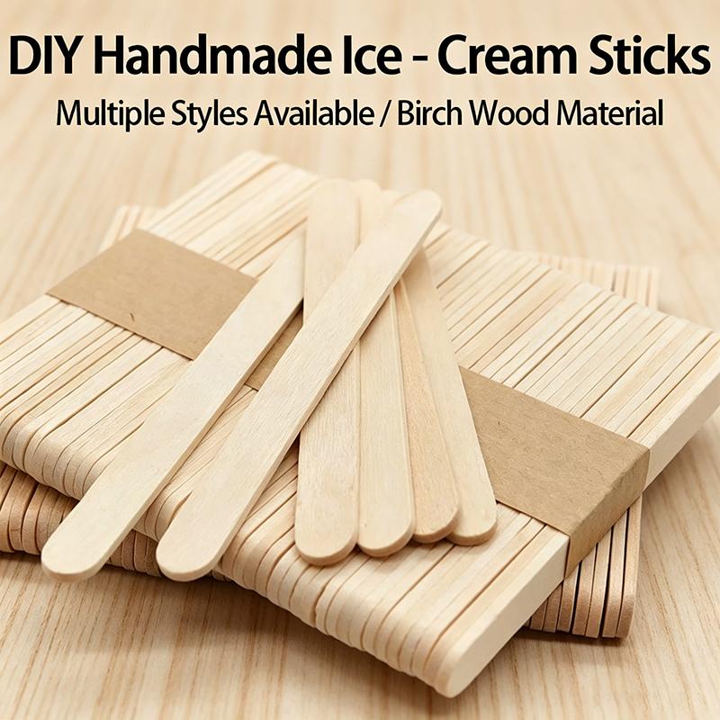 50/100pcs Wooden Popsicle Sticks Hand Crafts Wood Ice Cream Popsicle Sticks DIY Wooden Sticks