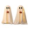 Light-Up Sherpa Ghosts with Pumpkin Cute Ghost Tabletop Decoration for Halloween Indoor Home Kitchen Fireplace Decor