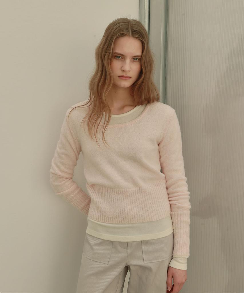 OURO Squared Neck Wool Knit [ Pink ]