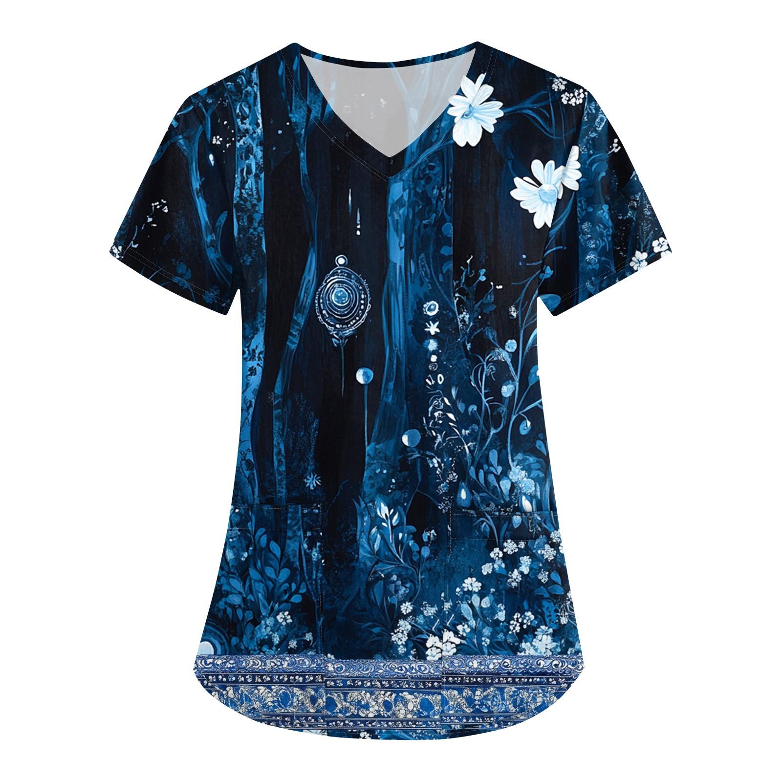 Женская печатная униформа рабочая униформа с V-образным вырезом и карманами защитная униформа защитная униформа M