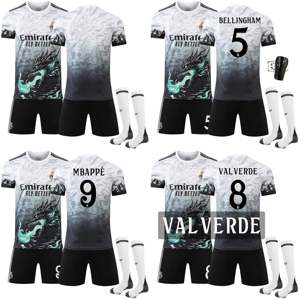 Real Madrid No 9 Dragon Pattern Football Jersey With Polyester Fabric For Soccer Fans