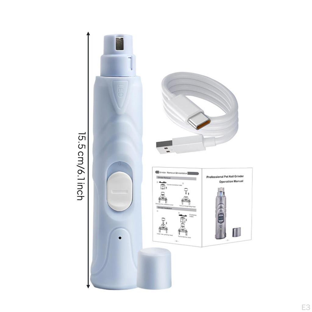 Dog Nail with Low-Noise LED Lights Handheld Grooming Tool for