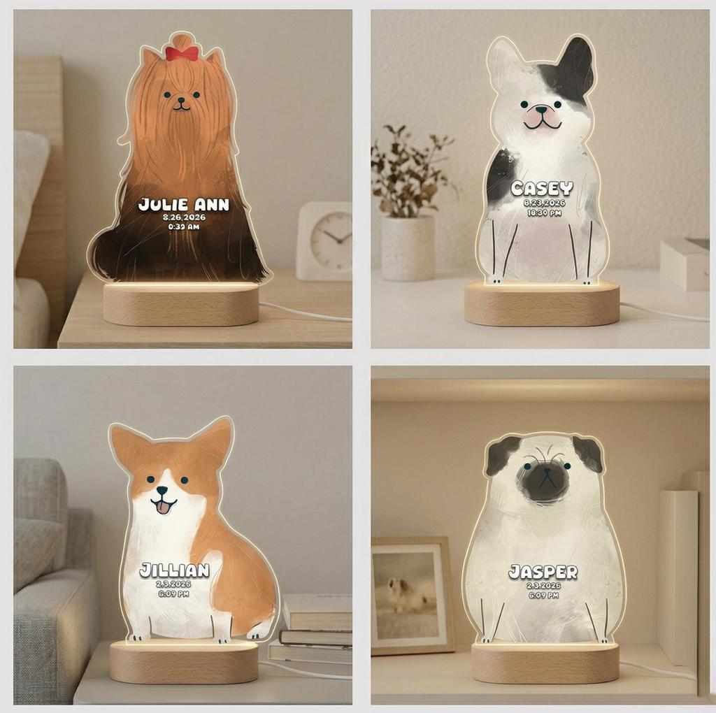 Personalized Animal Pattern Night Light Personalized Text Golden Retriever LED Design Cute Dog Themed Home Decor Souvenir Gift
