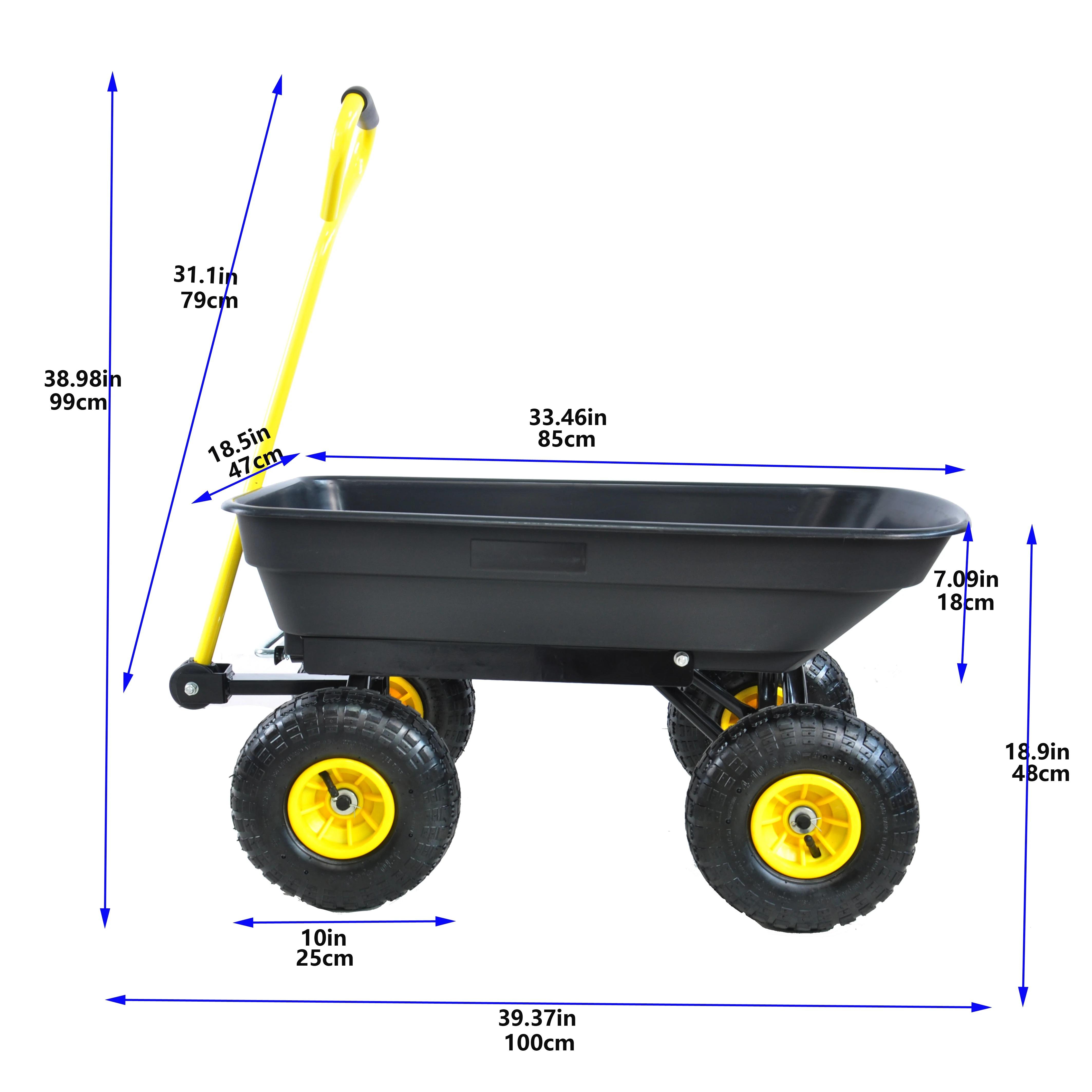 

2026 Four-wheel plastic dump truck self-unloading trailer hand-pulled tool vehicle garden vehicle