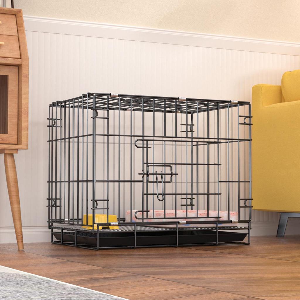Foldable Metal Dog & Cat Cage for Home, Indoor/Outdoor, Car or Rescue Use