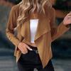 Women S Solid Suede Blazer Coat Long Sleeve Casual Style
