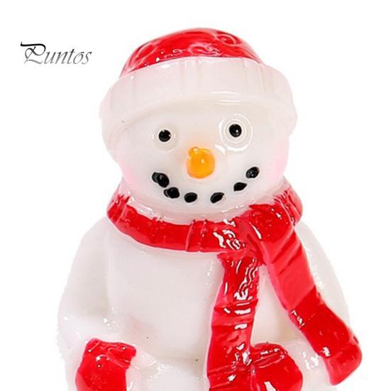 Healing Desktop Figurines 2Pcs Christmas Mini Snowman Figurines, Winter Tiny Resin Decoration, Xmas Micro Holiday Gift Box Fillers Landscape Ornament