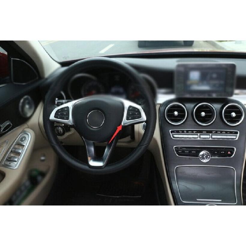 For 2016- Mercedes-Benz GLC Silver ABS Steering Wheel Decor Cover Trim 1PCS