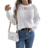Fashionable Women's Oversized Relaxed-Fit Solid-Colour Lace-Up Lantern-Sleeve Pullover Knitwear