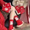 5 Pairs Breathable Polka Dot Socks Combed Cotton Stripe Socks Kitten Red Socks  Spring Festival