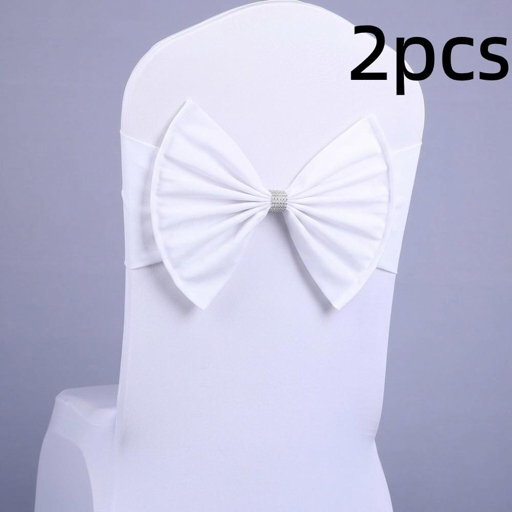 2pcs Multicolor Satin Chair Sashes Band Reusable Chair Back Ribbon Durable Chair Bow Tie  Birthday