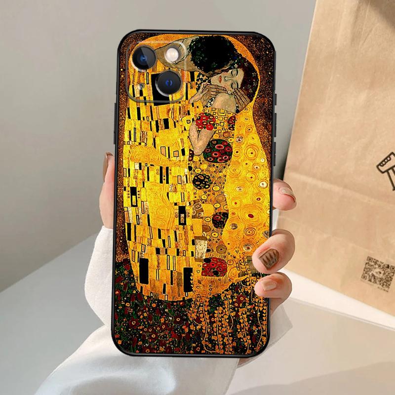 Starry Night Klimt Kiss Phone Case For iPhone 17 Air 16 15 14 13 12 11 Pro Max 12 13 Mini 15 16 Plus 16e Cover Coque