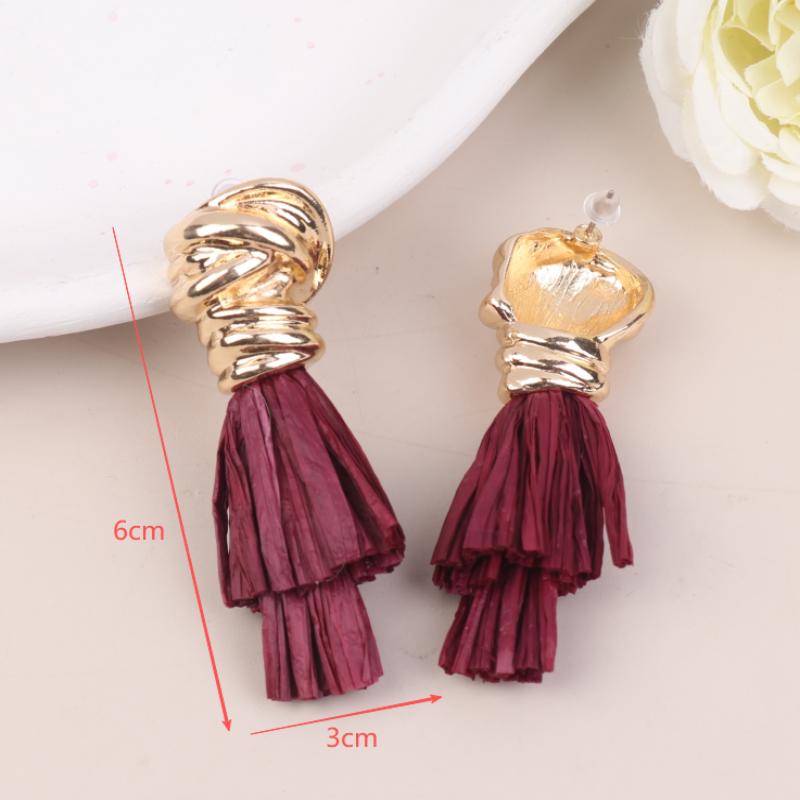 Stud Earrings For Women Girls Exaggerated Retro Metal Fringed Ear Accessories Fashion Jewelry Holiday Party Gift