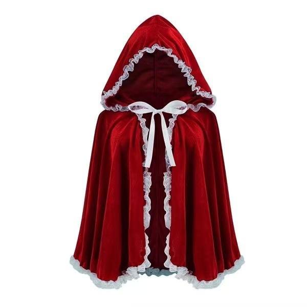 European and American animation peripheral costumes cosplay costumes Little Red Riding Hood hooded cape red cape lace edge