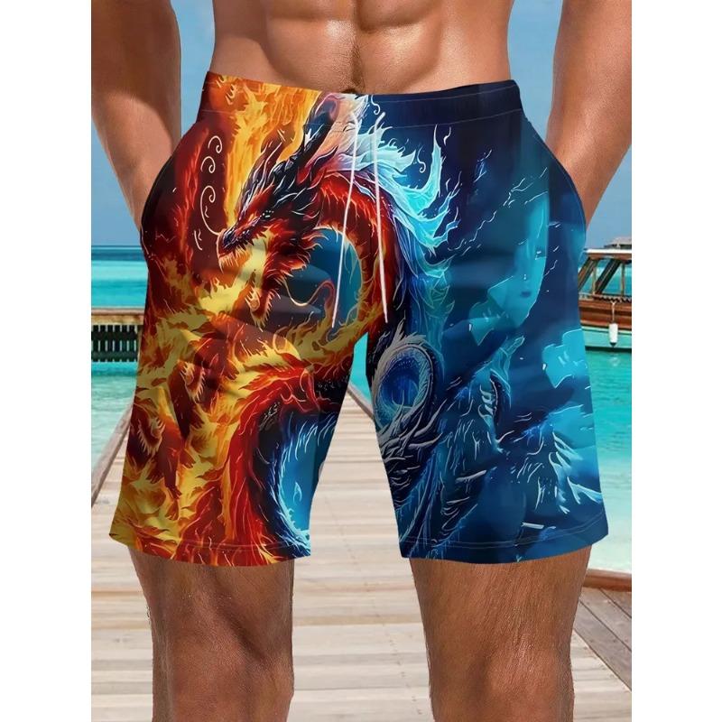 Summer Men's 3D Printed Beach Shorts Fashion Versatile Trend Breathable Casual Vacation Style