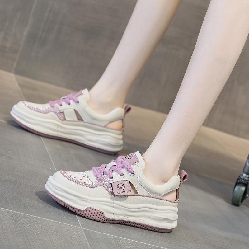 Hollowed White Shoes Women's Summer Sandals New All-Matching Genuine Leather Breathable Sports and Leisure Women's Shoes Tide