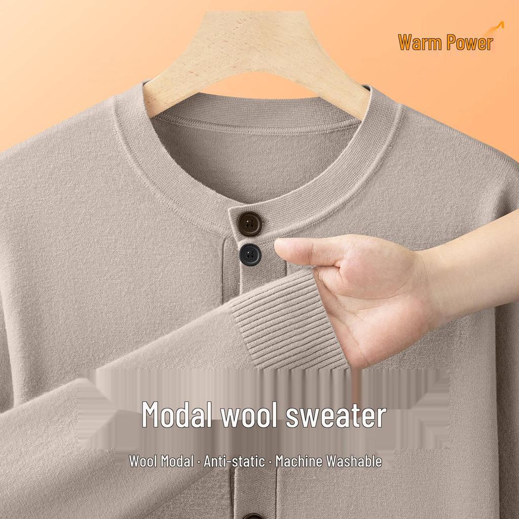 2025 Men's Wool Modal Knit Cardigan: High-End Loose Fit, Casual Autumn/Winter Sweater