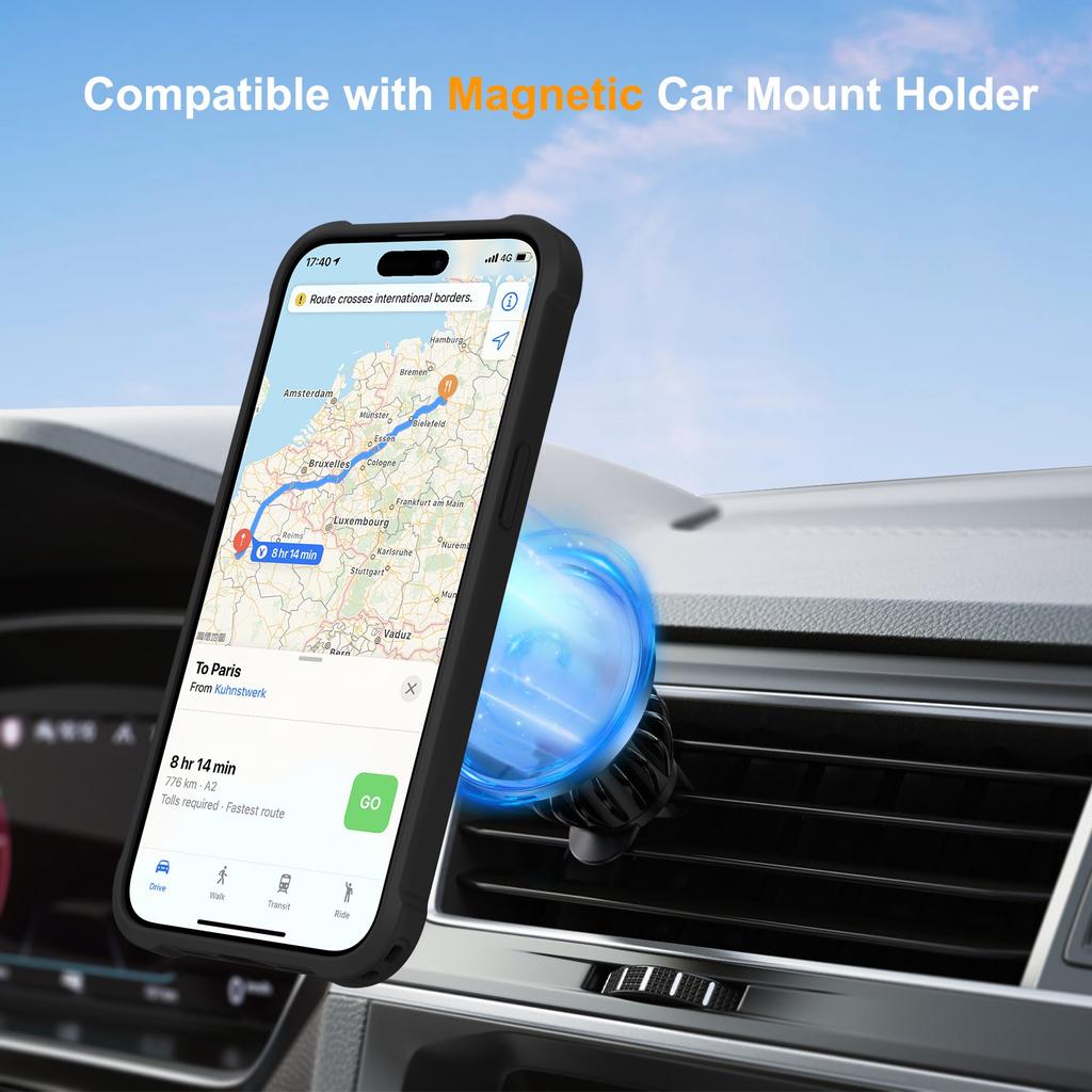 For iPhone 14 Pro Max Case Compatible with MagSafe Kickstand TPU+PC Shockproof Phone Back Cover