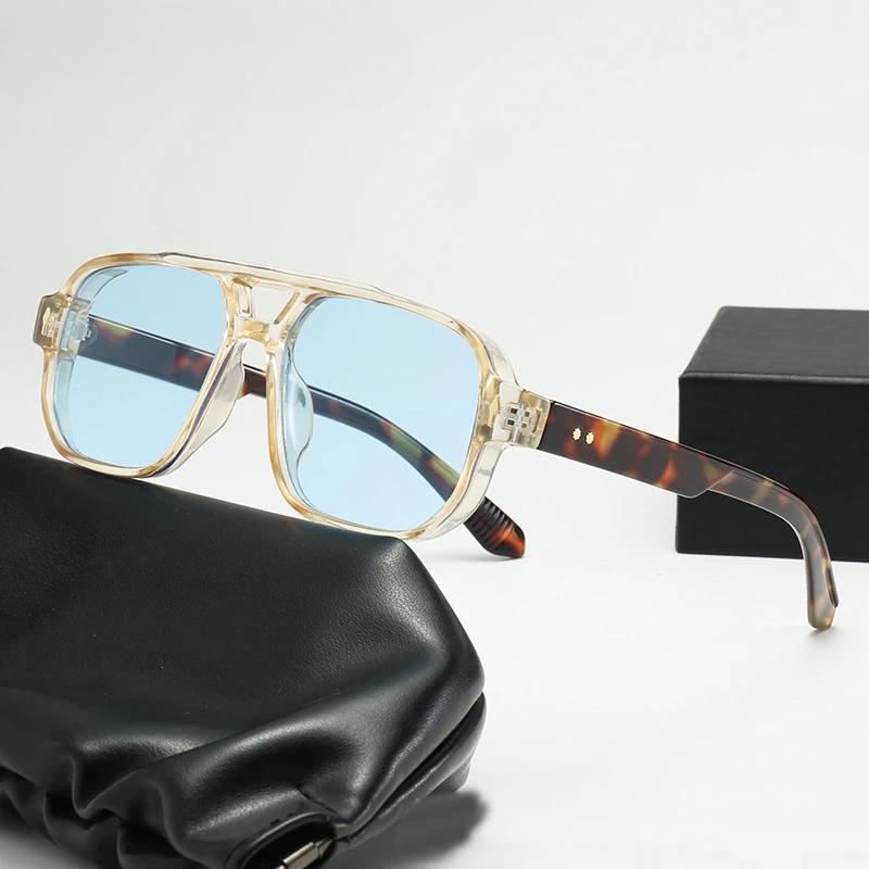 Fashion Retro Double Bridge Women's Sunglasses Leopard Sun Glasses Outdoors Street Wear Shades Men's Shades UV400 Eyewear