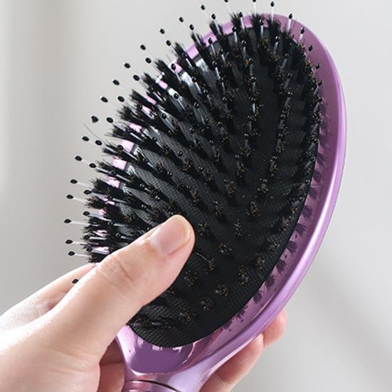 Boar Bristles Hair Brush with Ergonomic Handle Anti-static Scalp Massage Air Cushion Comb Men Women Portable Hair Styling Detangling Brush