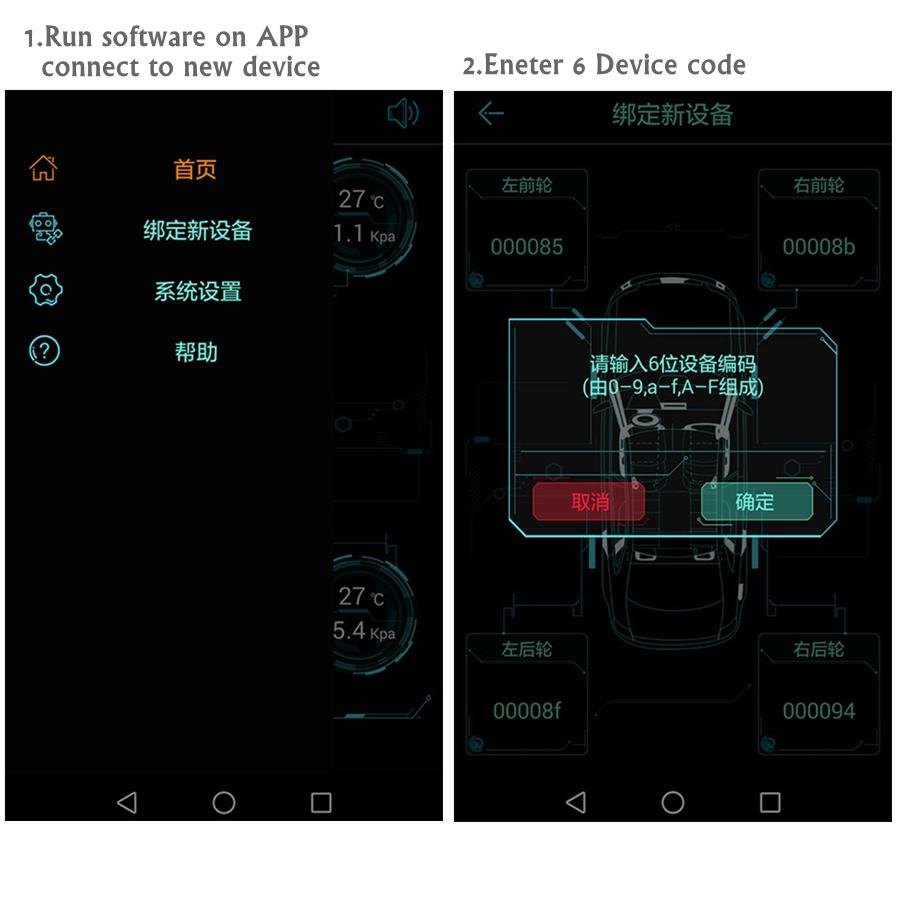 For Android iOS BLE TPMS Car Tire Pressure Sensor Waterproof Internal External Alarm Tire Pressure Sensors Bluetooth 5.0