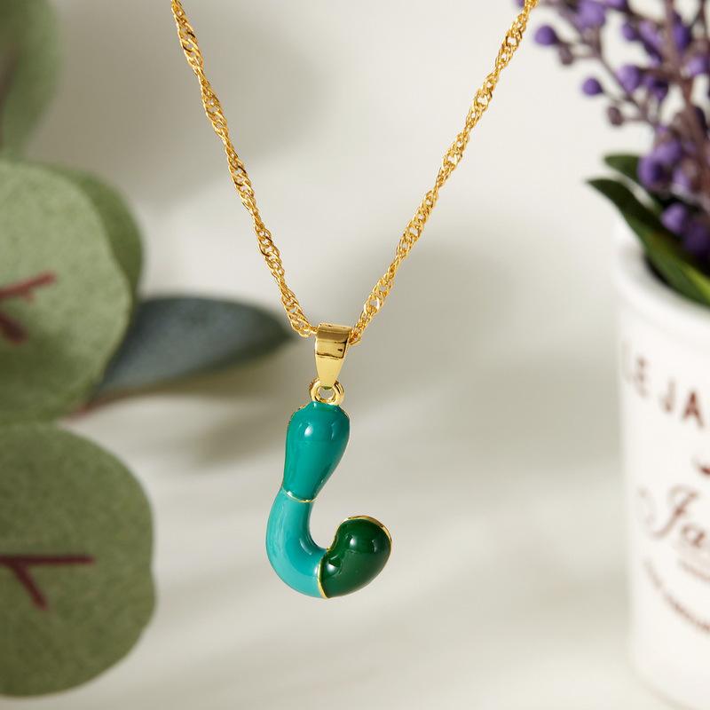 Colorful Bubble Initial Pendant Necklace - 26 Letter Clavicle Chain Jewelry