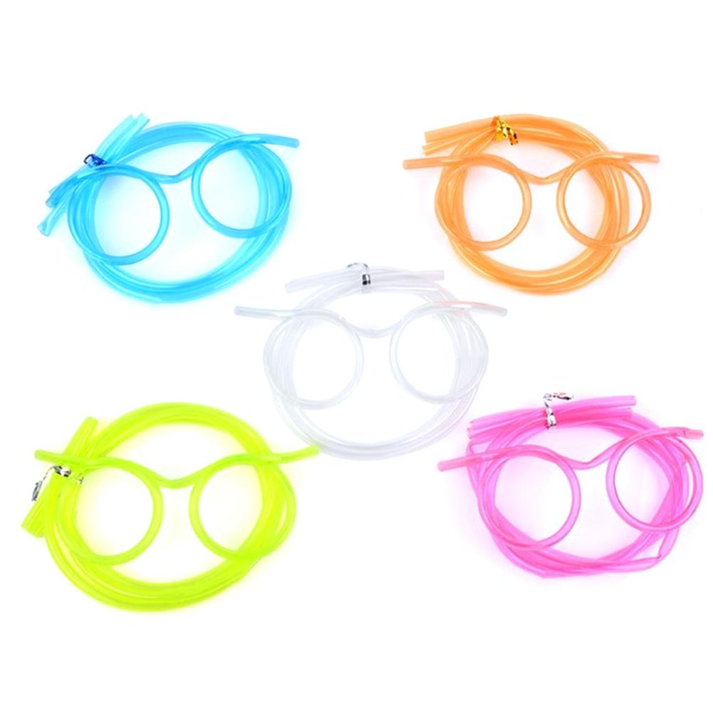 Creative Funny Flexible Glasses Drinking Straws Novelty Children Party Supply CDN