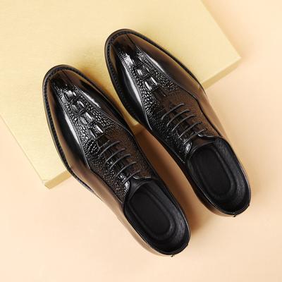 Brock Men'S Business Dress Leather Shoes Genuine Leather Crocodile Pattern Groom Wedding Shoes British Style Men'S Shoes