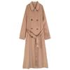 Women's Long Double-Faced 100% Pure Cashmere Ripple Coat with Horn Buttons for Autumn/Winter