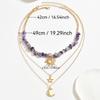 Vintage Sweet Cool Sun Moon Natural Stone Layered Necklace For Women