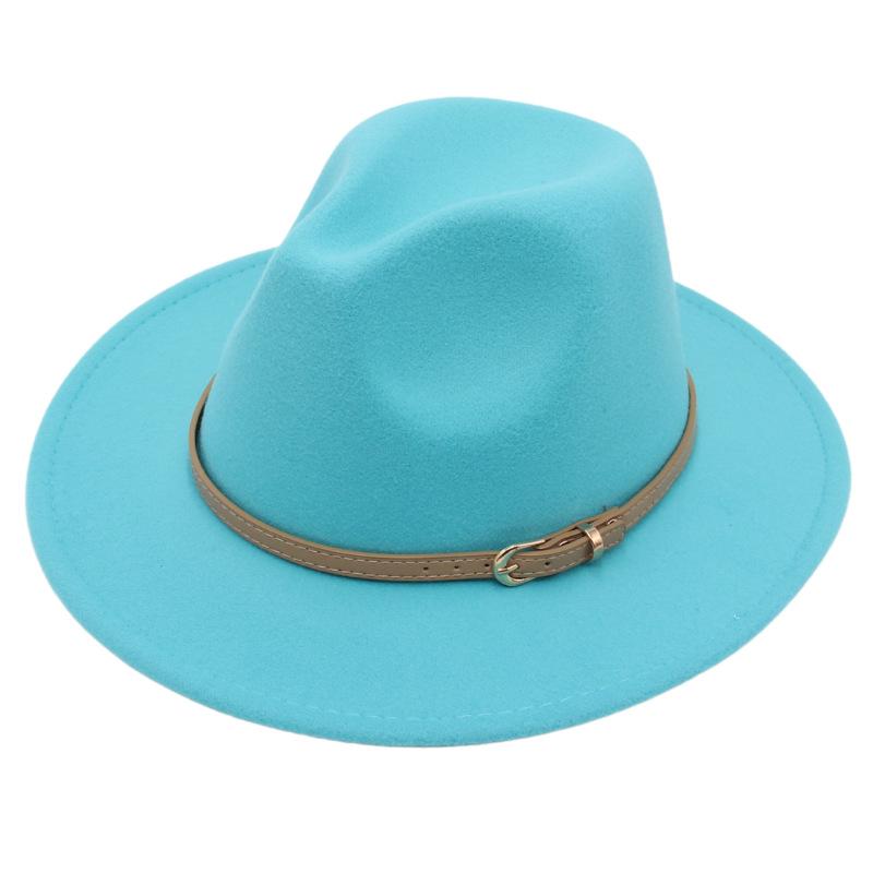 Fedora Spring And Summer Small Belt Felt Hat Percussion Performance Jazz Hat Woolen Top Hat Big Eaves Hat